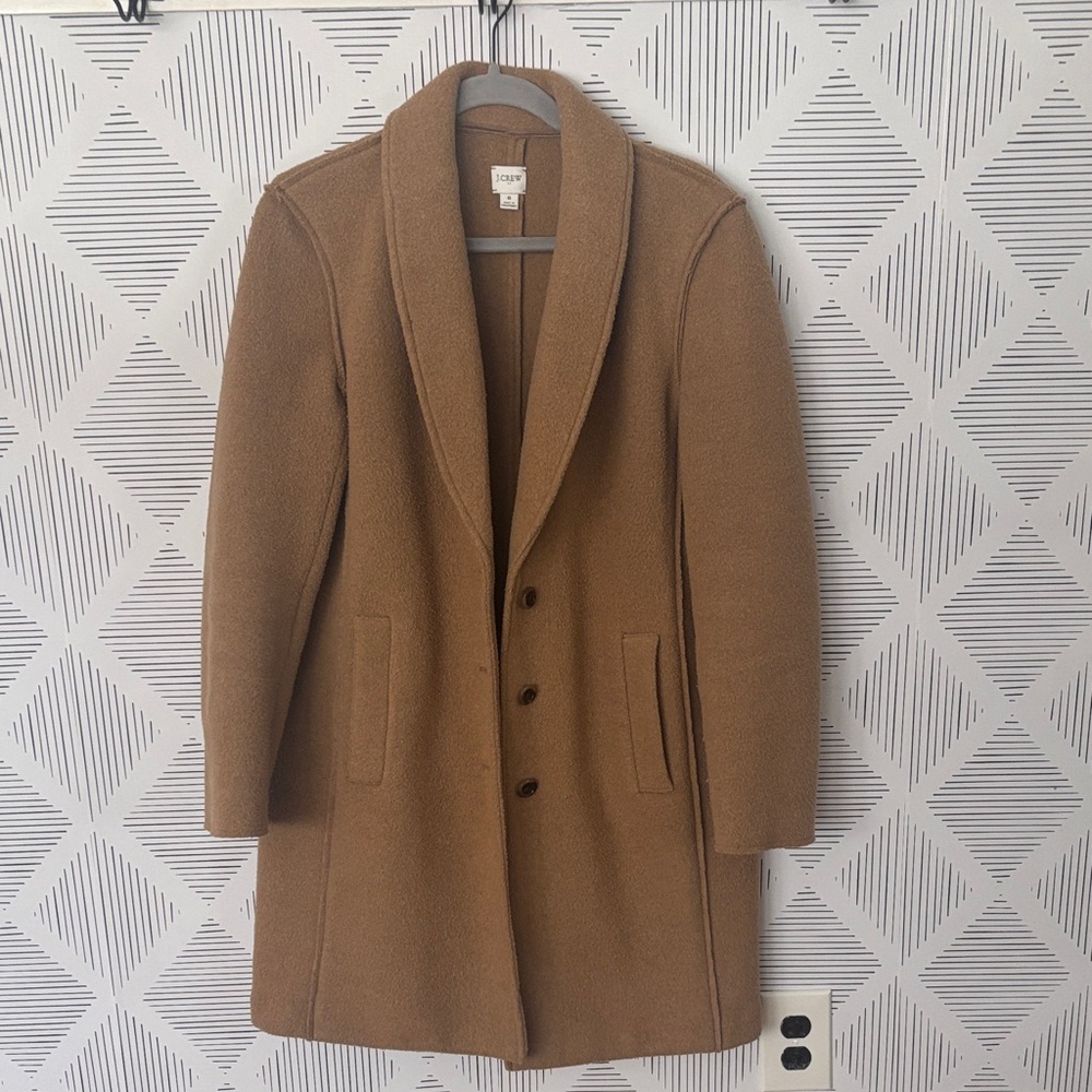 J. Crew Camel Wool-Blend Shawl-Collar Trench Coat